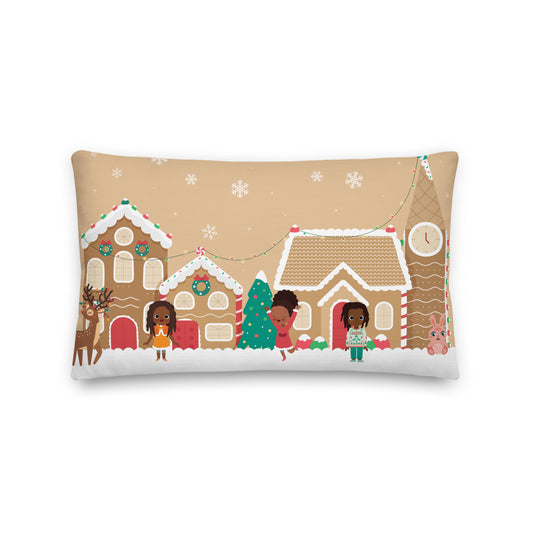 Gingerbread Village Premium Pillow brown