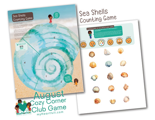 Sea Shells Counting Game: AUGUST Cozy Corner Game